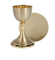 Ensemble de calice, patène et ciboire en laiton plaqué or royal, fait à la main, fournitures de communion pour l'église catholique, usage décoratif de l'église