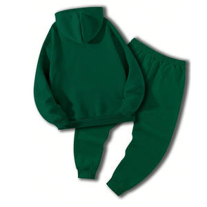 Wholesale Men's 100% Cotton Fleece Tracksuit Pullover Top Jogger Bottom Custom Logo Two Piece Apparel OEM Private Label Supplier - Product Image 4