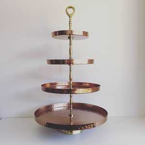Best Selling High Quality Copper Metal 4 Layer <b>Cup</b> Cake Stand Etagere - Product Image 2