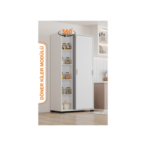 Armario de Cocina Multiusos Giratorio Blanco Aeka LUNA con 15 Estantes, Ahorra Espacio, Diseño Nórdico Simple y Útil - Product Image 1