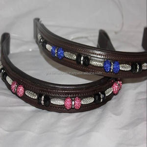 Banda de cuero para cejas de caballo, accesorio hecho a mano con perlas de lujo y cristal multicolor, cuentas, canal vacío, alta calidad - Product Image 4