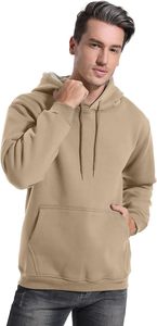 เสื้อฮู้ดมีรูสอดนิ้วโป้งสำหรับผู้ชาย ผ้าฝ้าย 100% เสื้อพูลโอเวอร์ผ้าฟลีซ แขนยาว ชุดกีฬา สตรีทแวร์ ฤดูหนาว เป็นมิตรกับสิ่งแวดล้อม สวมใส่สบาย - Product Image 4