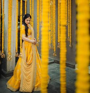 Designer Marigold <b>Garland</b> With Latkn / Hanging Beautiful Yellow Color Marigold for Home, Hldi ,emhendi, Wedding Decoration - Product Image 1