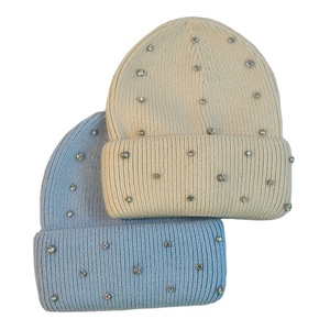 Top qualité à la mode hiver vente chaude bonnets en plein air laine hiver couleur différente strass bonnets casquettes pour hommes - Product Image 4