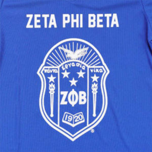 T-shirt de football ZPB bleu royal 100% polyester Zeta Phi Beta avec logo d'équipe imprimé sur la manche avant et arrière - Product Image 3