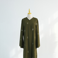Abaya Baru One Piece Bordir Bunga, Cardigan Abaya Wanita, Pakaian Islami Modis, Kaftan Turki, Abaya Terbuka Muslim Dubai, Eid