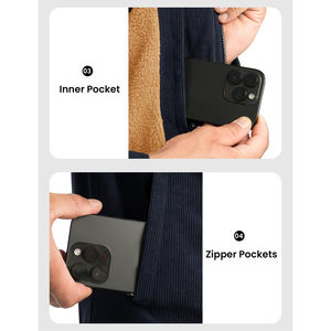 Veste pour hommes Style col montant Streetwear Baseball manteau automne hiver Slim Fit hommes Bomber broderie velours côtelé tissu veste - Product Image 2