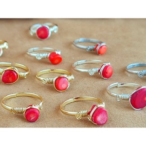 Bold Red Stone Fashion <b>Rings</b> Gold and Silver Plated for Resale Boutiques - Product Image 2