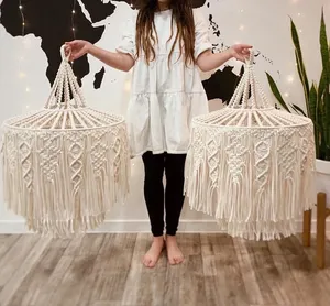Lujoso bohemio grande algodón macramé colgante pantalla decoración del hogar candelabros de techo para Diwali - Product Image 1