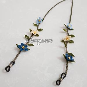 เปิดสีน้ำเงินและสีครีมหมายเลข2 iğne oyasçiçek ชิ้นส่วนแว่นตา Mavi İpi gzlük - Product Image 1