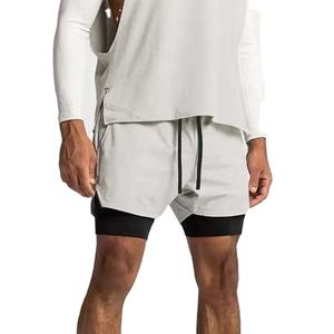 Premium sólido Casual secado rápido transpirable hombres baloncesto entrenamiento gimnasio pantalones cortos Logo personalizado hombres 2 en 1 correr Fitness pantalones cortos - Product Image 1