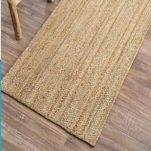 Tapis rectangulaire en jute floral moderne, tressé, écologique, antibactérien, antidérapant, résistant aux taches, fabriqué à la machine, à poils plats - Product Image 1