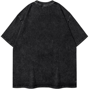 เสื้อยืดผ้าฝ้ายเทอร์รี่ผ้าฝ้าย100% สำหรับผู้ชายเสื้อลายผ้าย้นส์โอเวอร์ไซส์สีซีดกรดเสื้อผ้าระบายอากาศได้พิมพ์ลายด้านหน้า - Product Image 6