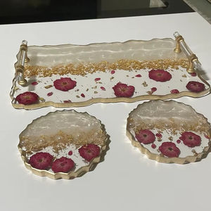 Plateau en résine Art Déco fait main de qualité supérieure, personnalisable pour la décoration de la maison, les mariages et le service de thé/café - Product Image 5