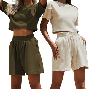 Haute qualité personnalisé imprimé Logo femmes revers à manches longues veste Shorts deux pièces ensemble décontracté lâche mode femmes sweat ensemble - Product Image 4