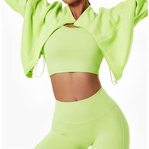 Vente en gros Service OEM Sweat-shirts respirants pour femmes et sweats à capuche courts Coton Polyester Décontracté devant délavé pour la saison d'hiver - Product Image 2