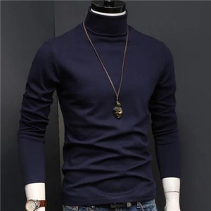Suéter de Cuello Alto para Hombre, Color Sólido, 100% Algodón, Felpa, Transpirable, Ecológico, Manga Larga, Invierno 2023 - Product Image 3