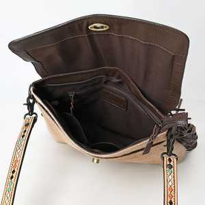 Sac à bandoulière bohème en cuir de fourrure de luxe pour femmes Style occidental Floral Solitaire sculpture cheveux de vachette conception de fleurs sac à fermeture éclair - Product Image 6