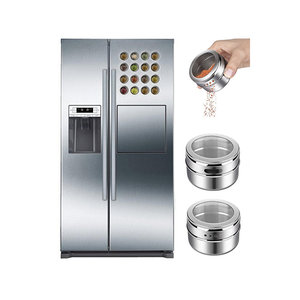 Magnetic <b>Spice</b> <b>Jar</b> Set with Stand Stainless Steel Salt and Pepper Shaker Rack 2 Pieces - Product Image 1