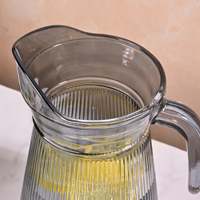 Ensemble de 7 pièces pour la maison en verre borosilicate haute résistance, comprenant une carafe à eau froide avec couvercle et poignée, compatible lave-vaisselle, motif côtelé, design minimaliste