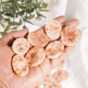 Piedra del Sol Natural de Color Naranja, Forma Ovalada, Piedra de Meditación, Piedra de Palma para Decoración, Piedra de Bolsillo - Product Image 3