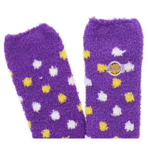 Fbf Originals Chaussettes moelleuses pour femmes Lakers, hauteur genou, violet, jaune, blanc, à pois, chaussettes chaudes d'hiver, douces pour dormir, taille M - Product Image 4