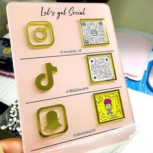 2025 nouveau Logo de table coloré miroir acrylique médias sociaux signe d'affaires Qr Code signe support Plaque Mini signe titulaire Qr Code - Product Image 4