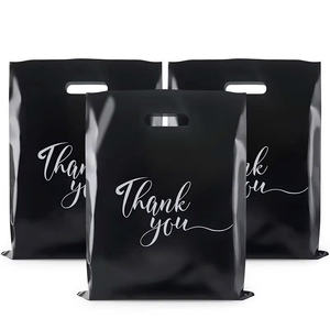 Alta calidad logotipo personalizado impreso troquelado negro plástico camiseta bolsas fábrica al por mayor tamaño personalizado para el embalaje - Product Image 5