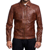 Veste pour homme en cuir de vache véritable noir, veste de motard vintage, vestes en cuir de moto véritable marron pour homme