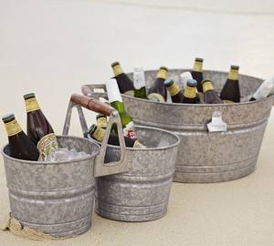 Décoration de fête unique Baignoire à bière en métal fini vintage Vente en gros en acier inoxydable Bac à glace décoratif pour bouteilles de bière - Product Image 5