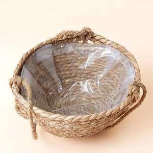 Best Selling Shape Seagrass Handwoven Natural Storage <b>Basket</b> Eco-friendly Handles <b>for</b> Gardening <b>Planting</b> Tree Water Hyacinth - Product Image 4