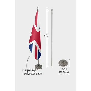 Drapeau d'intérieur officiel du Royaume-Uni imprimé numériquement 3x5 pieds avec mât en aluminium pour l'affichage du blason royal britannique - Product Image 6