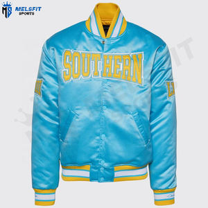 Vêtements de mode 2025 Vestes universitaires en satin personnalisées Col montant Logo frontal Respirant Coupe-vent Vêtements d'hiver pour hommes - Product Image 1