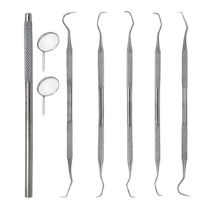 6 cái nha khoa prophy Kit thép không gỉ vệ sinh răng miệng dụng cụ nha sĩ mở rộng quy mô công cụ cho mảng bám & tính toán loại bỏ - Product Image 1