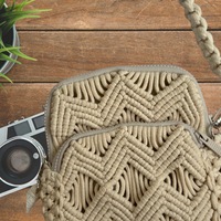 Sacs à bandoulière en corde pour femmes, petits sacs fourre-tout décontractés OEM/ODM, 65% coton, 35% polyester, faits à la main, crochet, macramé, tissés à la main