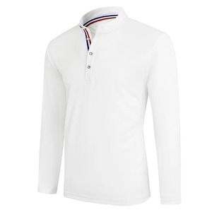 Camisa Polo para hombre-Primavera y otoño Casual Business Buckle Henry Collar manga larga, estilo cómodo, transpirable - Product Image 3