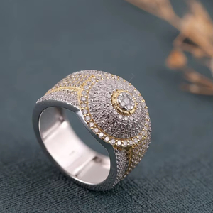 Anillo de dos tonos de oro amarillo de 18 quilates y Plata de Ley 925 sólida para hombre, anillo de diamante de moissanita para joyería de moda para hombre - Product Image 1