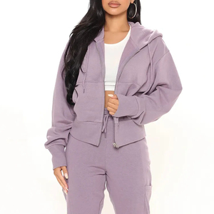 Ensemble de survêtements pour femmes 2025, vêtements de sport actifs, coupe ajustée, sweat-shirts en coton respirants, survêtements pour femmes, logo personnalisé - Product Image 2