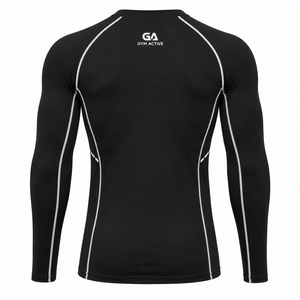 <b>Mens</b> Black Long Sleeve <b>Compression</b> Shirt Eco-friendly Spandex/Polyester Heat-Transfer Printed Custom Gym Activewear <b>Top</b> - Product Image 5