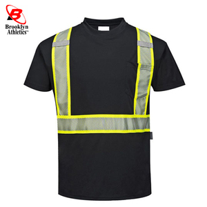 Hi Vis เสื้อยืดแขนสั้นเพื่อความปลอดภัยสีดําแบบสีย้อนแสงสองโทน - Product Image 1