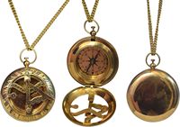 Vintage Antique Brass Pocket Compass Nautical Maritime Gift Compass With Case