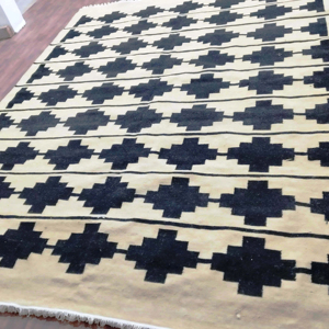 พรมขนสัตว์แบบถักมือสีฟ้าสวยทันสมัยพรมสำหรับห้องนั่งเล่นหรูหรา8x10 farsh-E dastbaaf 9x12 10x14สไตล์อธิษฐาน - Product Image 1