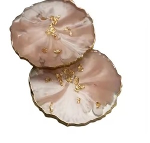 Posavasos moderno de resina rosa, blanca y dorada, posavasos decorativo multiusos para mesa de centro, cocina, Bar y eventos especiales - Product Image 1