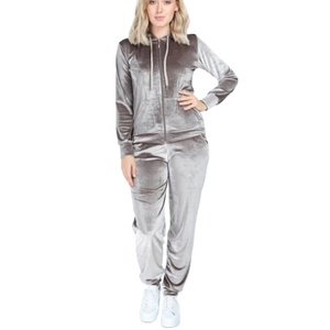 Collection Automne 2026 – Ensemble de survêtement de luxe en fausse fourrure sherpa et velours pour femme, coupe ajustée, personnalisable, avec fermeture éclair dorée - Product Image 1