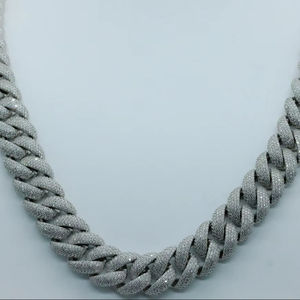 20มม. 2แถว22นิ้ว925สร้อยคอโซ่ไมอามี่แบบคิวบานสำหรับผู้ชายสร้อยคอเพชรมอิสซาไนต์เย็นสไตล์ฮิปฮอปสำหรับงานแต่งงาน - Product Image 1