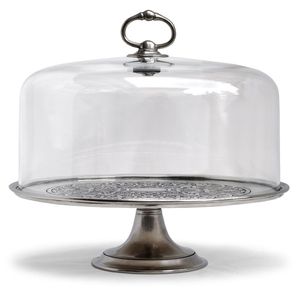 Gold Metal Cake Stand With Glass Dome Ideal For Farmhouse Kitchen Styling And Rustic Interior Design Themes - Product Image 2