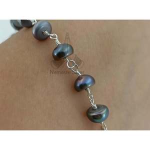 Joyería Boho Hecha a Mano para Niñas y Mujeres, Pulsera de Plata de Ley con Cuentas de Perlas Negras para Bodas, Navidad, Aniversarios, San Valentín - Product Image 2