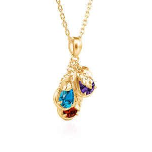 Jeulia Custom Pear Birthstone <b>Initial</b> <b>Necklace</b>-Gold Plated Zircon Pendant - Product Image 2