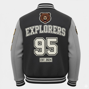 Veste universitaire pour hommes avec patchs brodés personnalisés, nouveau design 2025, tissu doux, streetwear, veste de baseball pour hommes - Product Image 2