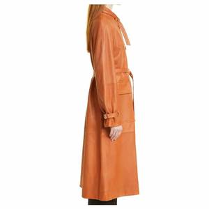 Manteau trench pour femme haute couture, grande taille, respirant, en cuir véritable, avec rembourrage en duvet de couleur unie, à capuche pour l'hiver - Product Image 4